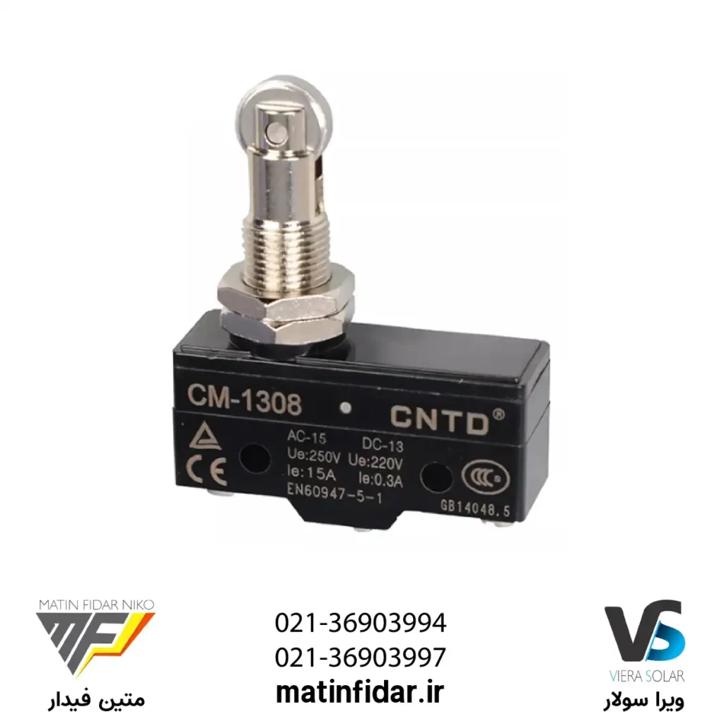 قیمت میکرو سوئیچ فشاری قرقره دار CNTD مدل CM-1308 از شرکت متین فیدار نیکو
